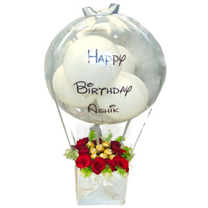 Big Transparent balloon W/ chocolate and flower