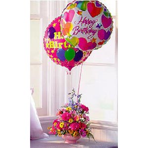 Balloons W/Flower Basket