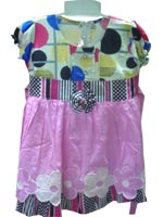 Girl's lilen & cotton combination dress
