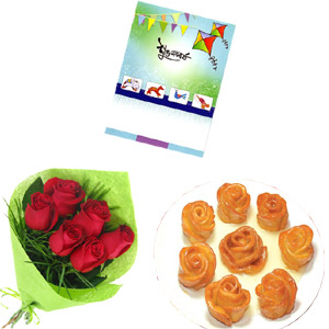 (0010) Roses with pitha and card