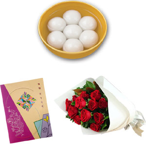 (0050) Roses with sweets and card