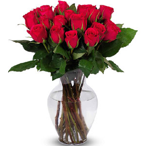 (22) 2 dozen red roses in vase