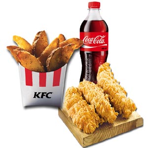 (05)KFC- Crispy Chicken Strips W/ Potato Wedges & Coca Cola
