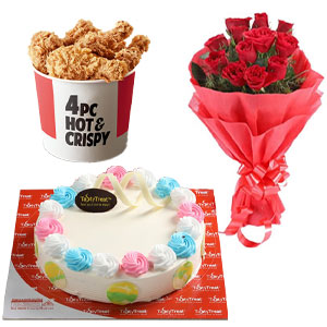 KFC- Chicken W/ Roses & Cake