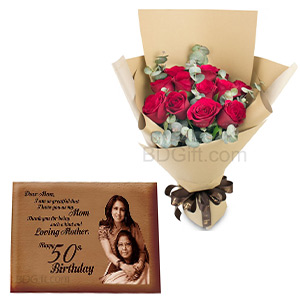 Wooden photo W/ Red roses