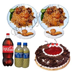 (33) Mr. Baker - Half kg Cake W/ Fakruddin Kachchi Biryani W/ Chicken Roast, Zali Kabab, Borhani & Coke.