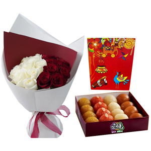 24 Roses & Mithai Combo Box