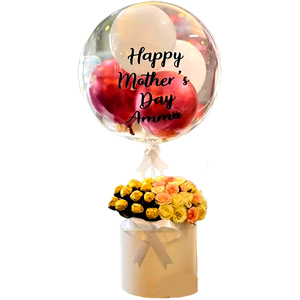 Transparent balloon W/ chocolate and Roses