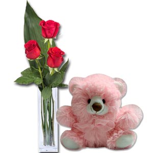 Red Roses W/ Bear