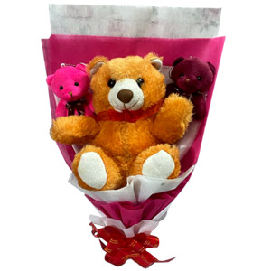  3 pcs Mixed teddy in a bouquet