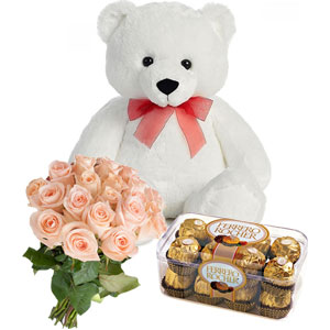 (13) Rose w/ bear + chocolate 