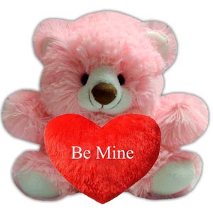Soft Pink Teddy bear with red heart & the text