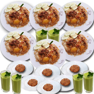 (21) Star Kachchi Biryani,Kabab & Borhani- 6 Person (Half Plate)