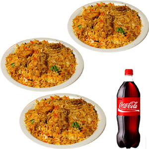 (19) Star Chicken Biryani W/ Coca Cola  - 3 Person (Half plate)