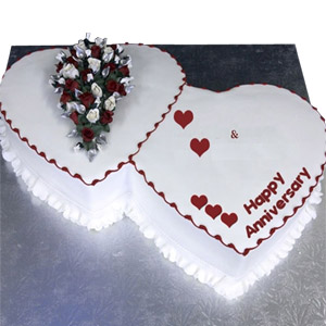 (40) 6.6 Pounds Vanilla Double Heart Cake