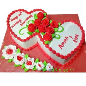 (09) Swiss - 6.6 Pounds Vanilla Double Heart Cake