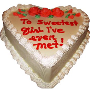 (0006) Swiss - 3.3 Pounds Vanilla Heart Cake