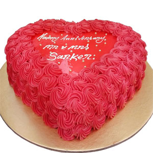 (0004) Swiss - 2.2 Pounds Heart shape vanilla Cake