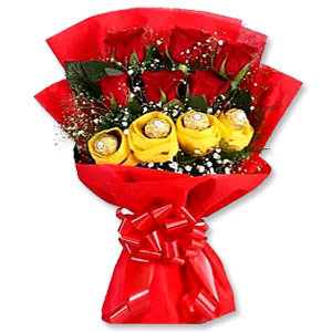 Roses W/ Ferror Rocher Chocolate Bouquet