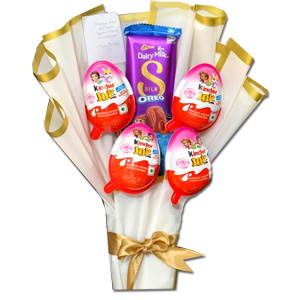 4 Kinder Joy & 1 Dairy Milk Bouquet