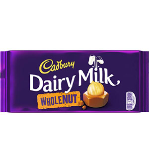 (11) Cadbury Dairy Milk Whole Nut Chocolate - 120 gm