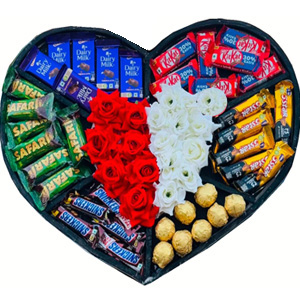 Luxury Mixed Chocolate & Roses Heart Box