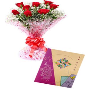 (02) Roses W/ Boishakhi card