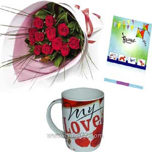 (008) Roses w/ mug & card