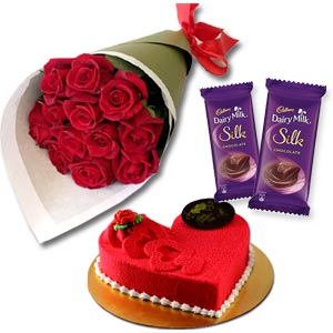 (15) Roses W/ Cake & Chocolate