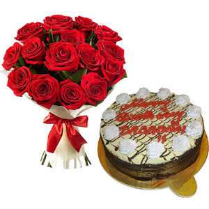 Red Roses W/ Mud Cake