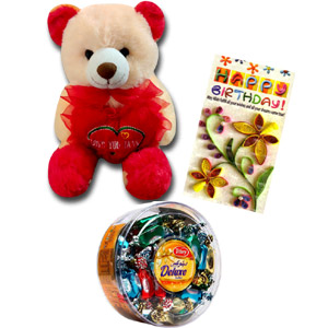 Teddy bear W/ Card & Chocolates