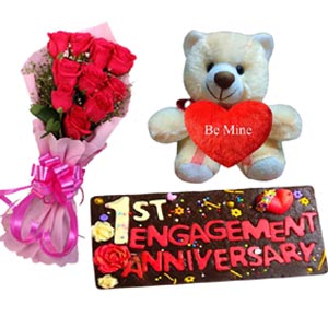 (01) Red Rose W/ Teddy Bear, Chocolate