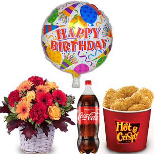 (20) KFC- 8 Pcs Chicken W/ Pepsi & Mixed flower basket W/ Birthday Balloon