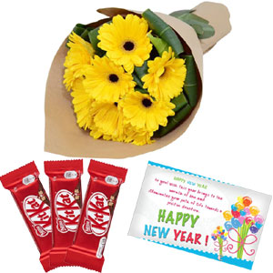 (14) Gerbera with chocolate and card