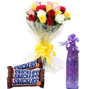 Mix roses with chocolates and bottle message