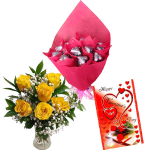 Chocolate with roses and card