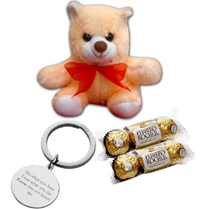 Teddy Bear W/ Key Ring & Chocolates