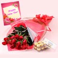 1 dz Red Roses W/ Ferrero Rocher Chocolate & New Year Card