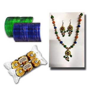 (000020) Reshmi churi W/ Clay ornaments & Chocolate