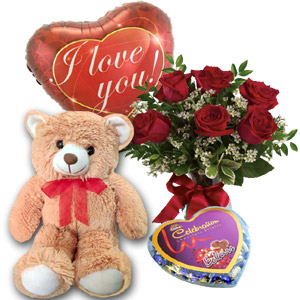 (57) Roses W/ Chocolate, Love balloon & Bear
