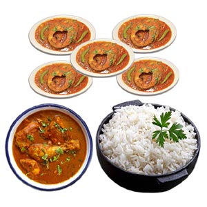 (19) Steamed Rice W/ Fish & Chicken curry for 5 person