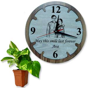  Live Plant W/ Customized Clock