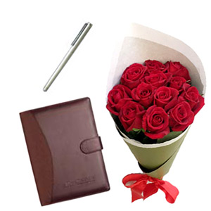  Diary & Pen W/ Roses