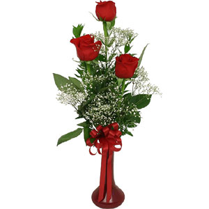 Imported 3 pcs Red Roses in a Vase