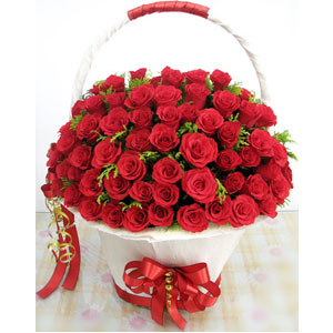 (20) 4 dozen red roses in a basket