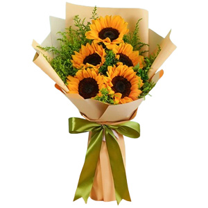 5 pcs Sunflowers in a bouquet