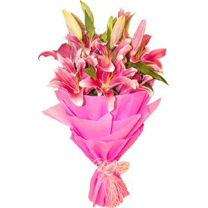 (18) Pink Lilies in a Bouquet