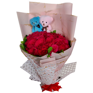 Love Surprise – Roses & Teddy Combo