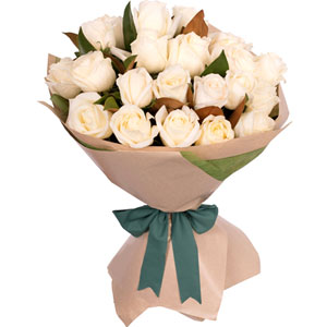 (09) 24 pcs imported white Roses in a bouquet