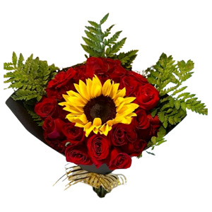 (002) Roses with Sunflower Centerpiece